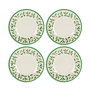 Lenox Holiday 4 Piece Melamine Accent Plate Set In Red/green