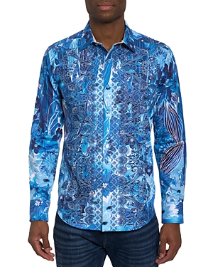 Shop Robert Graham Floral Escape Classic Fit Long Sleeve Button Front Woven Cotton Shirt In Blue