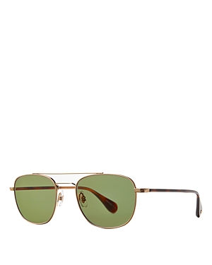 Shop Garrett Leight Clubhouse Ii Aviator Sunglasses, 51mm In Gold/green Solid