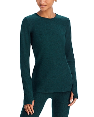 Beyond Yoga Space Dyed Classic Long Sleeve Tee In Midnight Green Heather