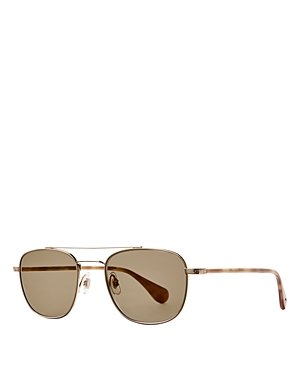 Shop Garrett Leight Clubhouse Ii Aviator Sunglasses, 51mm In Gold/brown Solid