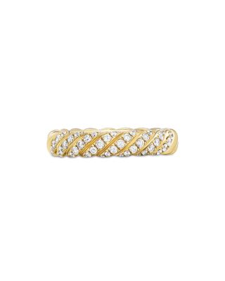 David Yurman - Sculpted Cable Pav&eacute; Band Ring in 18K Yellow Gold with Diamonds