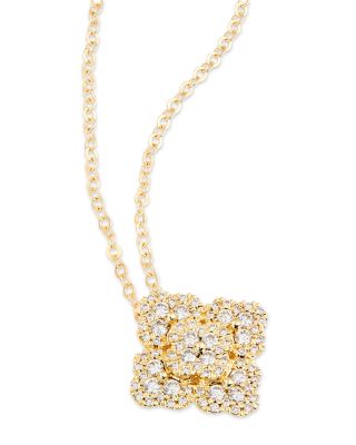 Diamond Clover Cluster Pendant Necklace in 14K Yellow Gold, 0.50 tcw