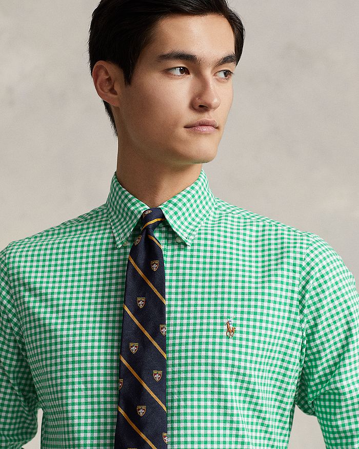 Shop Polo Ralph Lauren Cotton Classic Fit Gingham Oxford Shirt In Summer Emerald/white