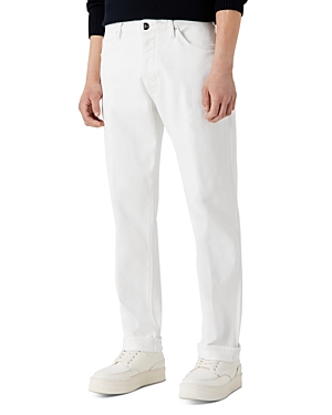 Emporio Armani Loose Fit Gabardine Jeans in Solid White