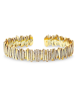 Suzanne Kalan 18K Yellow Gold Classic Diamond Half Pave Cuff Bracelet