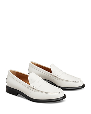 Shop Tod's Women's Moc Toe Penny Loafers In White