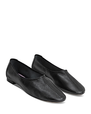 By Far Prudence Leather Ballerina Flats In Black