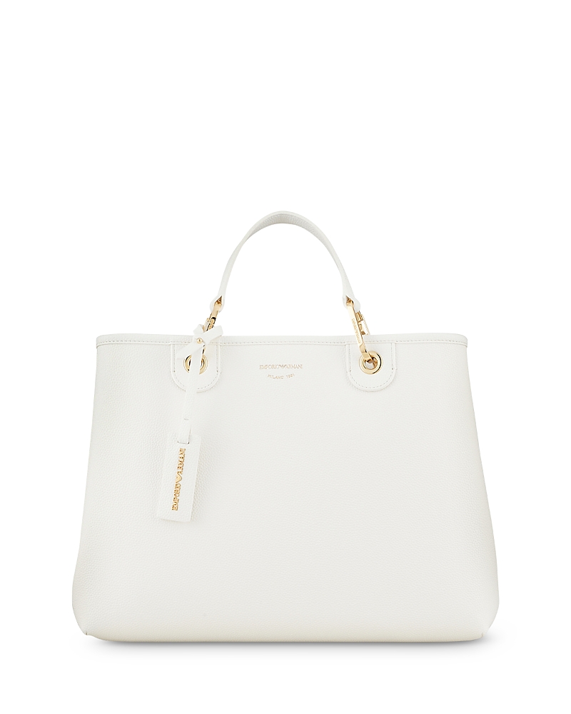 Emporio Armani Myea Medium Black Shopper Tote Bag In White