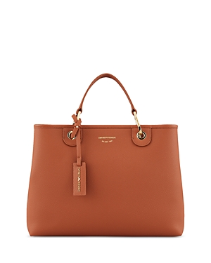 Emporio Armani Medium Myea Shopper Bag With Deer Print In Brown