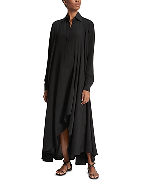 Shop Michael Kors Silk Caftan Shirt Dress In Black