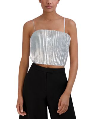 BCBGMAXAZRIA - Lam&eacute; Pleated Cropped Top