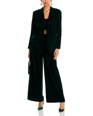 AQUA Velvet Blazer, Cropped Top & Wide Leg Pants - 100% Exclusive ...