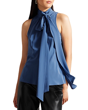 Ted Baker Immiie Tie Neck Blouse In Blue