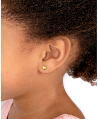  Children's 14K Gold 4mm Crystal Birthstone Studs Girls' Screw Back Earrings