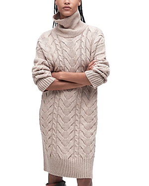 Shop Barbour Woodlane Cable Knit Sweater Dress In Nougat