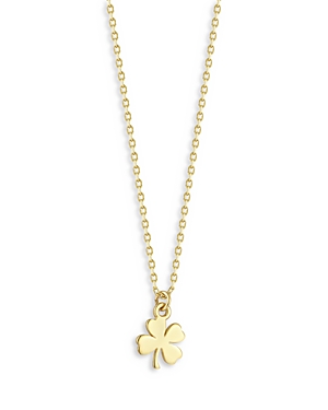 Moon & Meadow 14K Yellow Gold Tiny Clover Pendant Necklace, 16