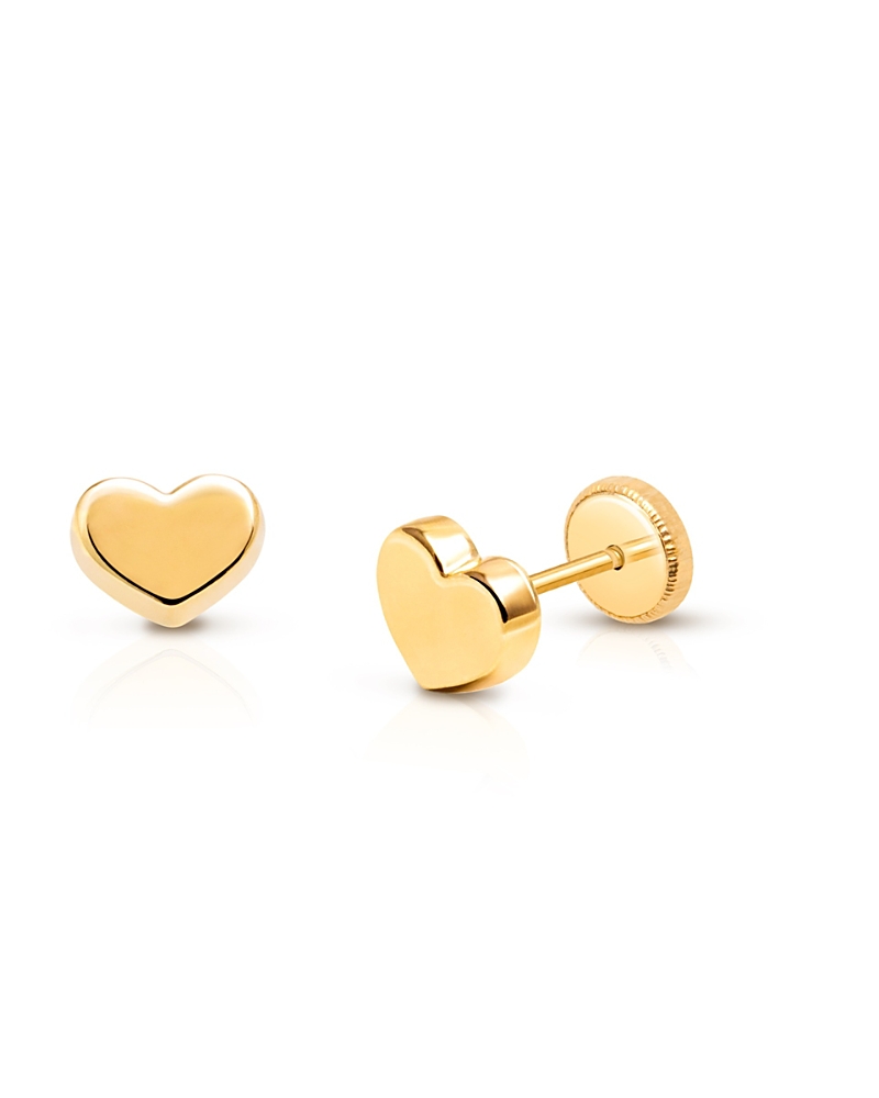 Tiny Blessings Girls' 14K Gold Modern Heart Studs Screw Back Earrings - Baby, Little Kid, Big Kid