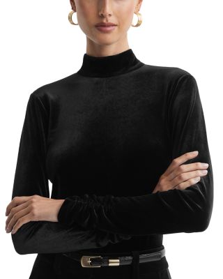 REISS - Caty Velvet Mock Neck Top