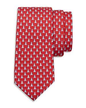 Shop Ferragamo Dog Print Silk Classic Tie In F. Rosso