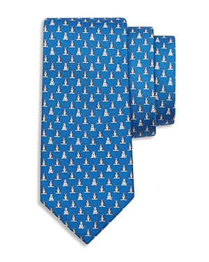 Shop Ferragamo Dog Print Silk Classic Tie In F. Azzurro