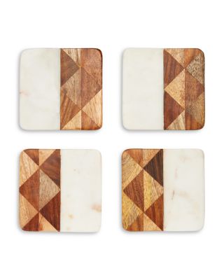 Be Home - Rockham Marble and Wood Coasters, Set of 4