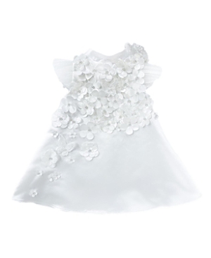 Shop Petite Maison Girls' Butterfly White Satin Ceremony Dress - Baby, Little Kid, Big Kid In Open White