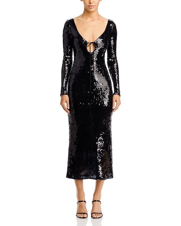 Shop Bardot Verona Sequin Maxi Dress In Black