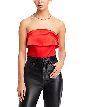 Endless Rose Strapless Satin Top In Red