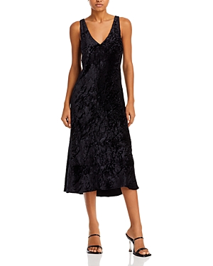Shop Vince Luxe Textured Slip Dress In Black