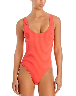 Shop Solid & Striped The Annemarie One Piece Swimsuit In Hot Coral