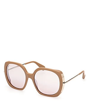 Shop Max Mara Light Brown Butterfly Acetate Sunglasses, 58mm In Brown/pink Mirrored Solid