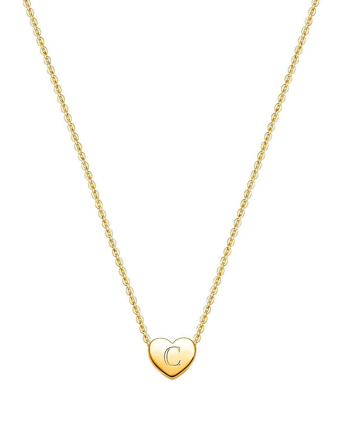 Tiny Blessings Girls' 14K Gold Mini Sliding Heart & Engraved Initial 13-14" Necklace - Children