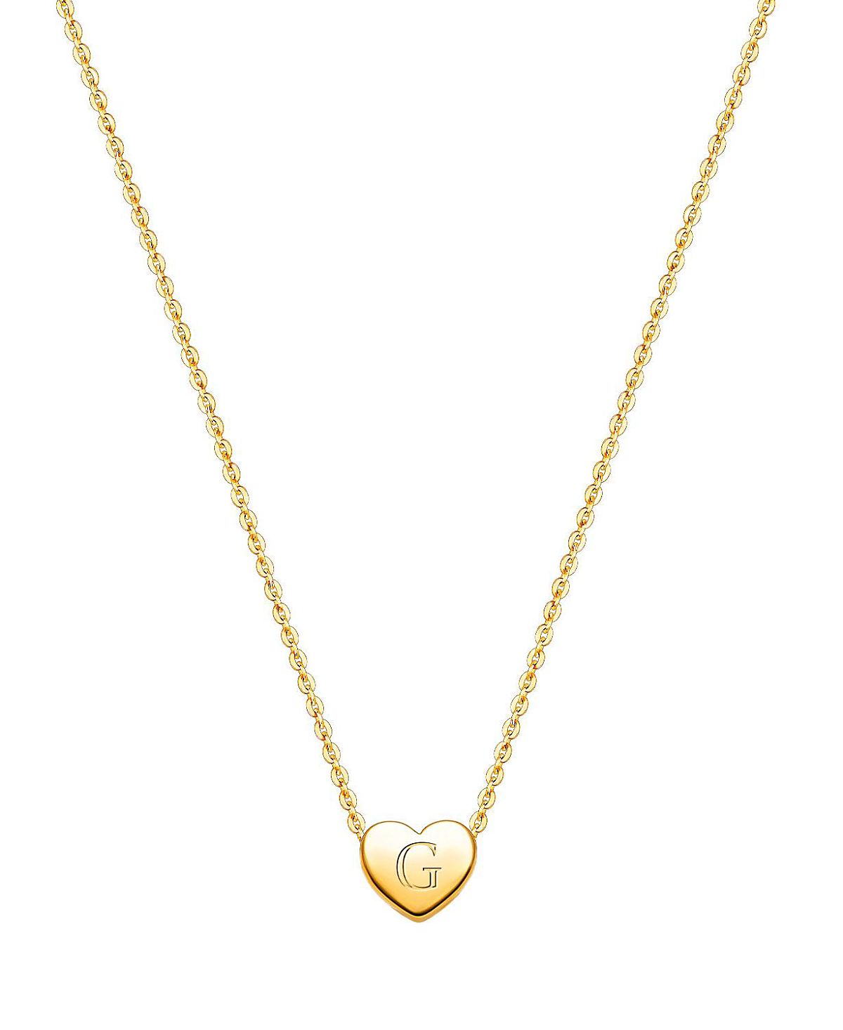 Tiny Blessings Girls' 14K Gold Mini Sliding Heart & Engraved Initial 13-14" Necklace - Children