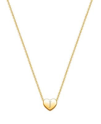 Tiny Blessings Girls' 14K Gold Mini Sliding Heart & Engraved Initial 13-14 Necklace - Little Kid, Big Kid