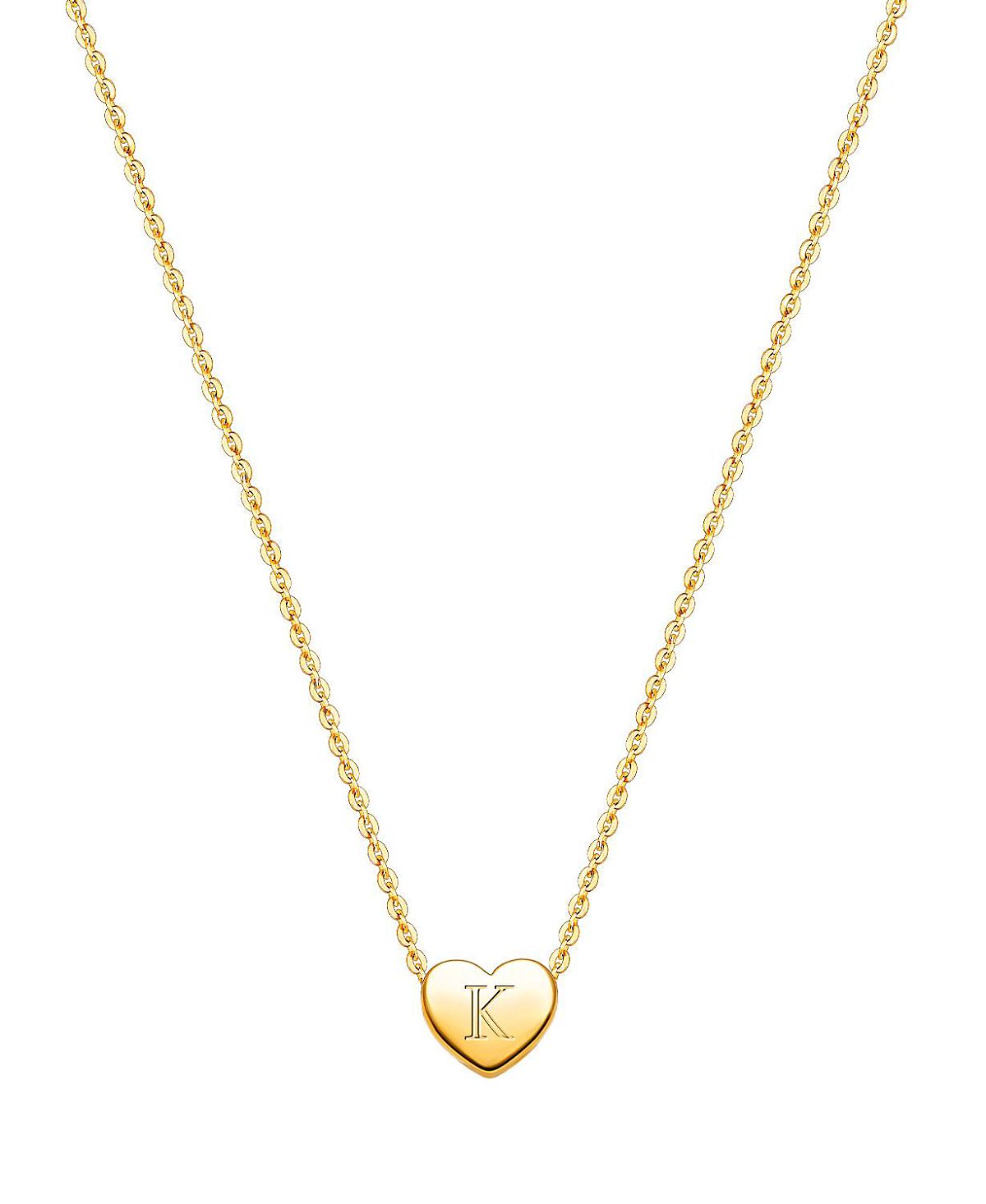 Tiny Blessings Girls' 14K Gold Mini Sliding Heart & Engraved Initial 13-14" Necklace - Children