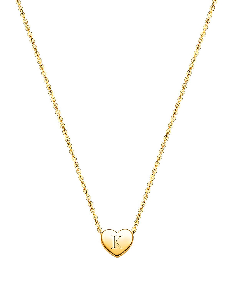 Tiny Blessings Girls' 14k Gold Mini Sliding Heart & Engraved Initial 13-14 Necklace - Children In K Gold - K