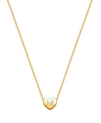 Tiny Blessings Girls' 14K Gold Mini Sliding Heart & Engraved Initial 13-14 Necklace - Little Kid, Big Kid