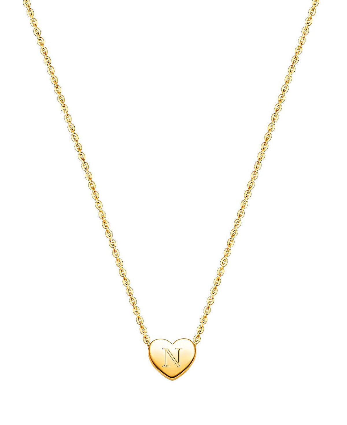 Tiny Blessings Girls' 14K Gold Mini Sliding Heart & Engraved Initial 13-14" Necklace - Children