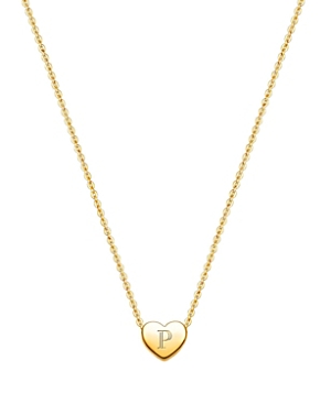 Tiny Blessings Girls' 14k Gold Mini Sliding Heart & Engraved Initial 13-14 Necklace - Baby, Little Kid, Big Kid In 14k Gold - P