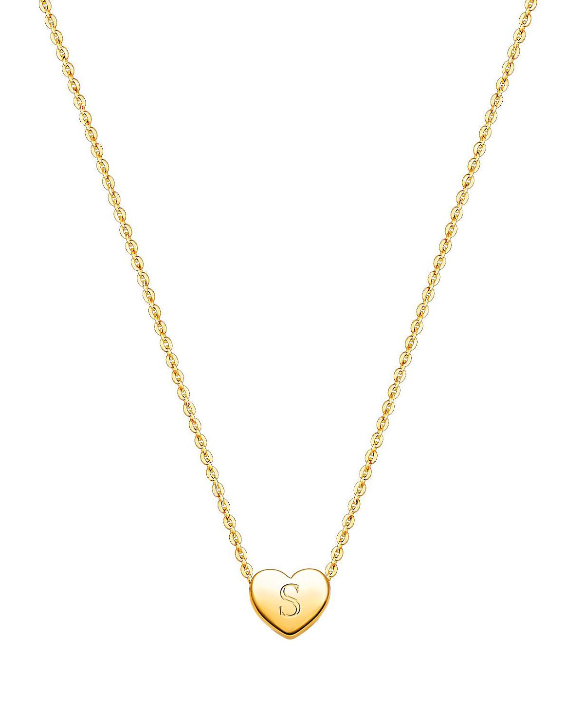 Tiny Blessings Girls' 14K Gold Mini Sliding Heart & Engraved Initial 13-14" Necklace - Children