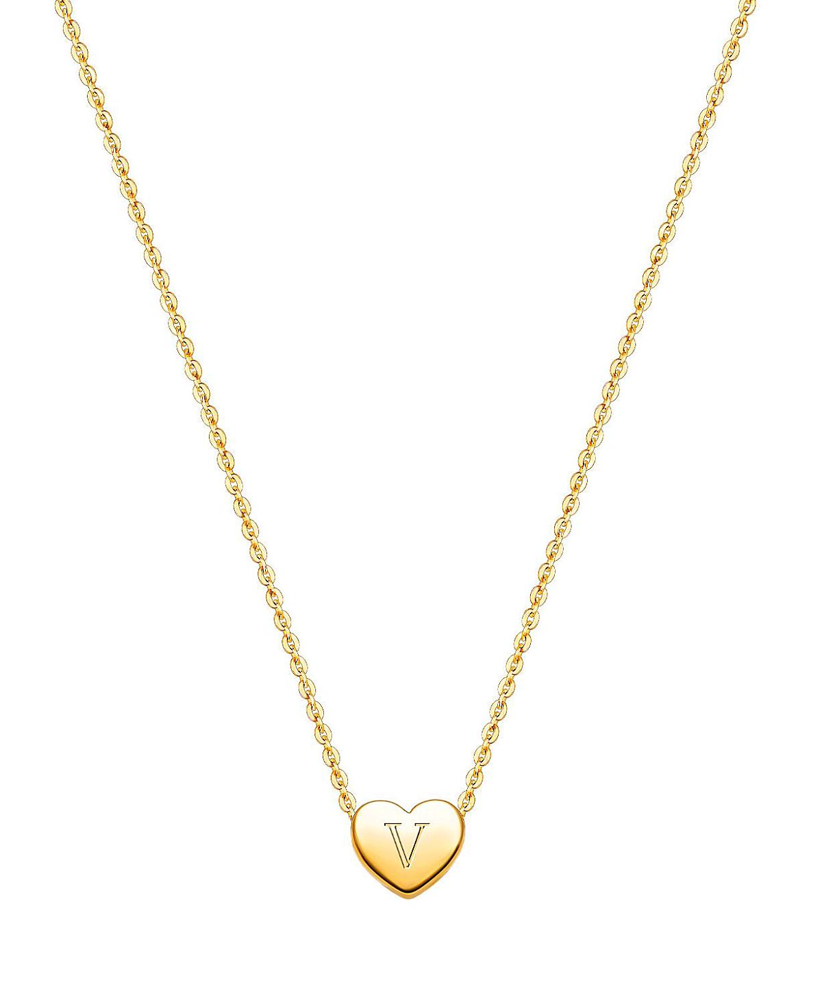 Tiny Blessings Girls' 14K Gold Mini Sliding Heart & Engraved Initial 13-14" Necklace - Children