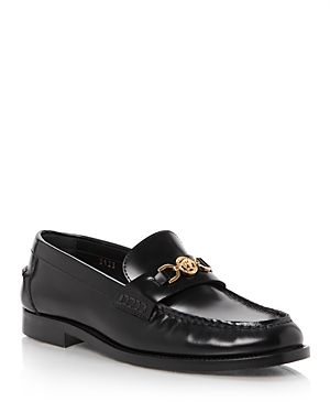 Shop Versace Women's Slip On Embellished Loafer Flats In Black
