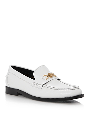 Versace Women's Slip On Embellished Loafer Flats In Optical White