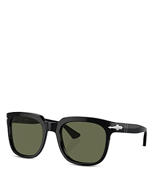 Persol Square Sunglasses, 56mm In Black/green Polarized Solid
