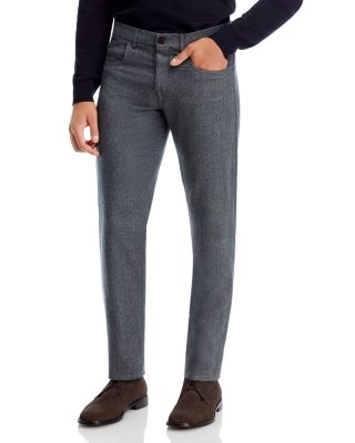 Canali - Wool Flannel Regular Fit 5-Pocket Pants