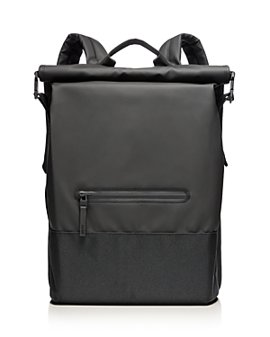 RAINS TRAIL FAUX LEATHER ROLL TOP BACKPACK