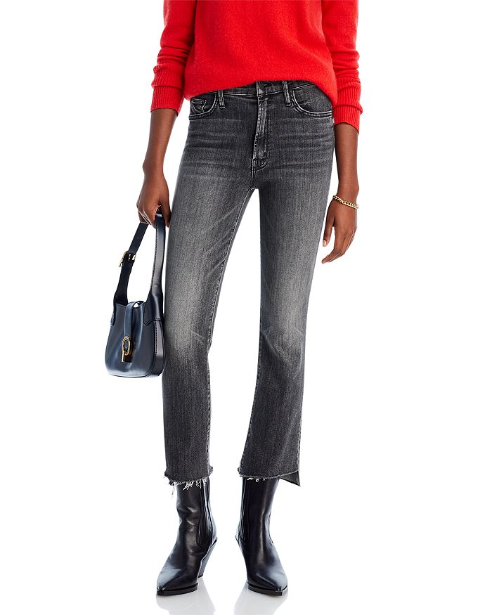 Mother The Insider High Rise Crop Step Fray Bootcut Jeans In Save Your Soul