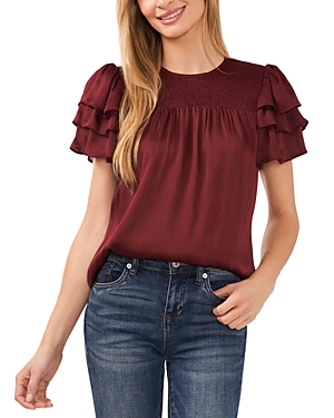 CECE CECE SMOCKED YOKE BLOUSE