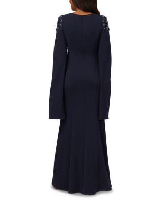 Beaded Cape Sleeve Gown